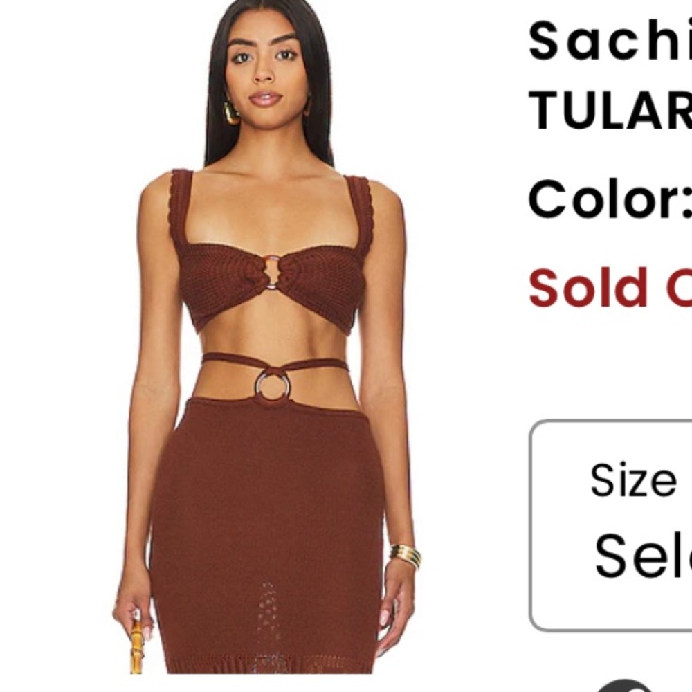 Revolve 
Sachi O Ring Bra M & skirt L in Clay
TULAROSA